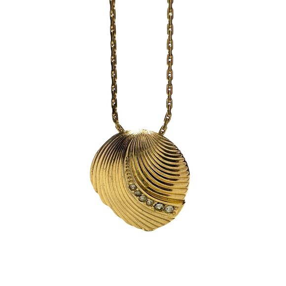 Christian Dior Seashell w Crystals Necklace - Vintage! - Picture 9 of 16